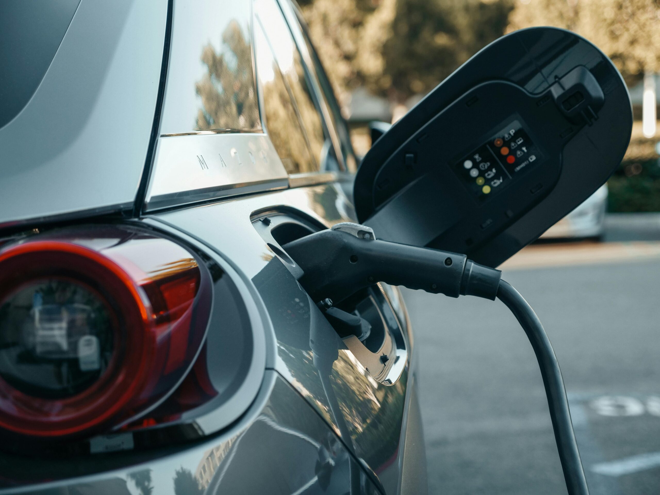 electric vehicle charging close-up