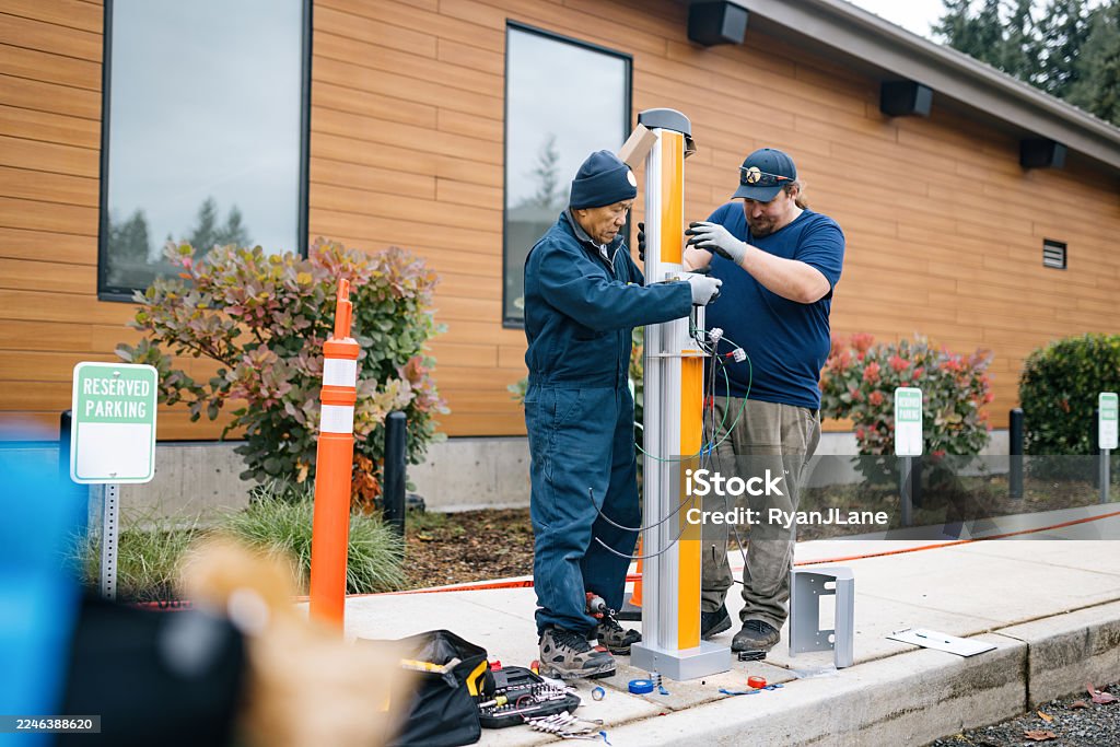 EV charger installation or EV charging equipment scene