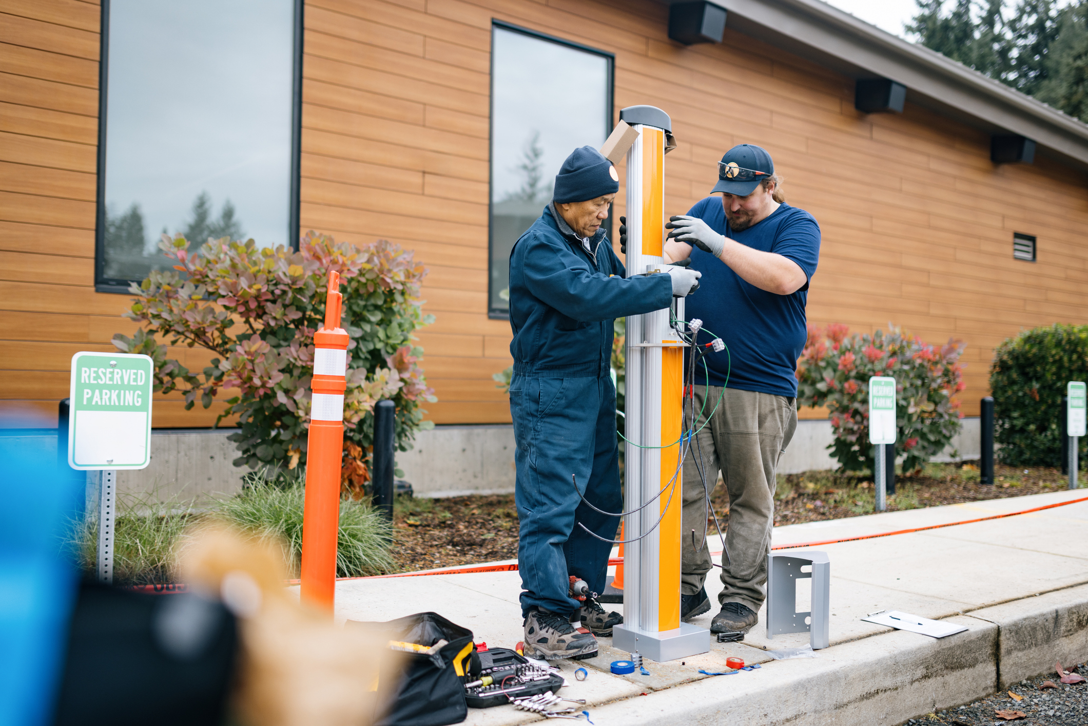 Commercial EV charging station installation
